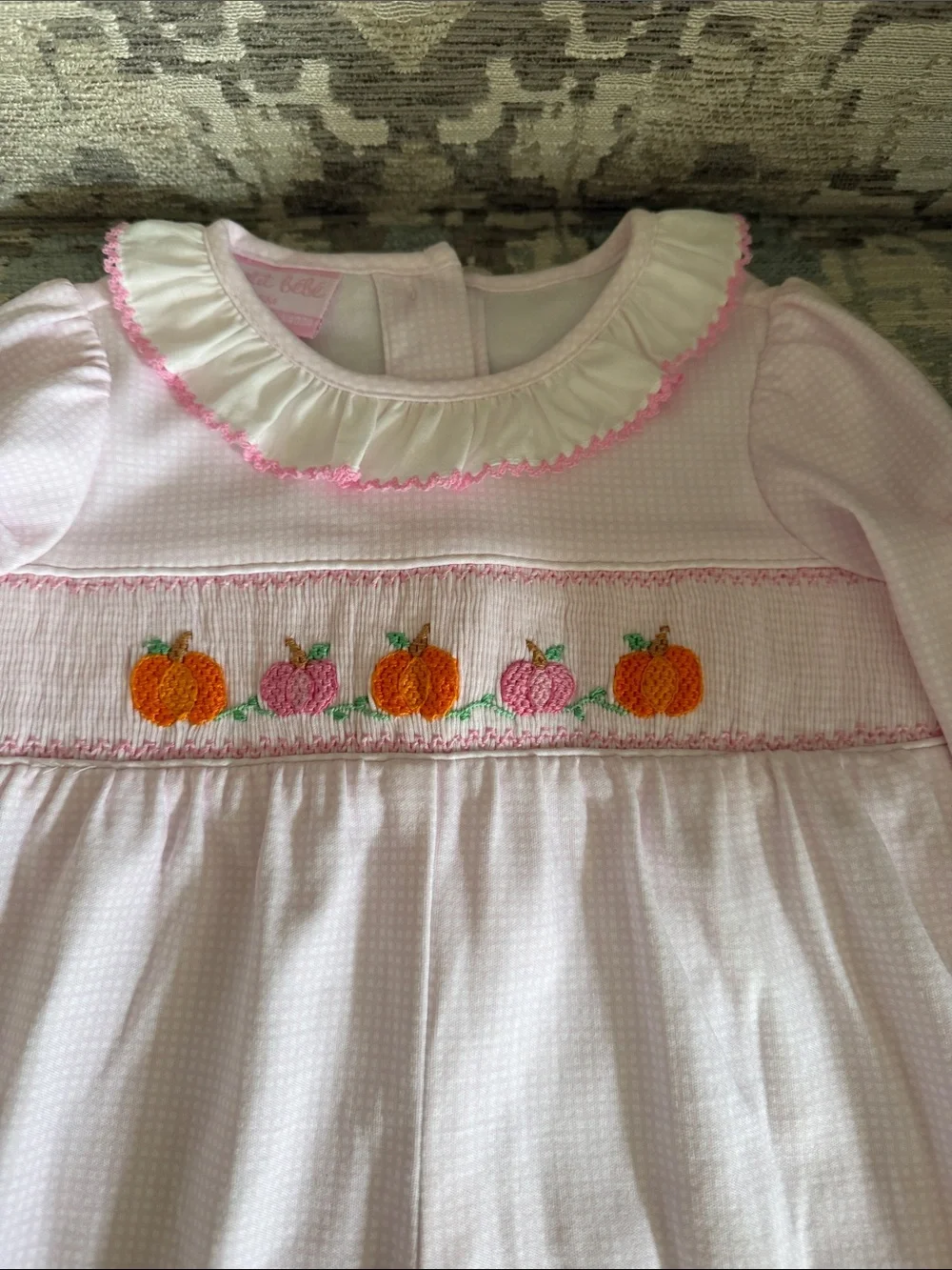 NWT Petit Bebe pumpkin romper